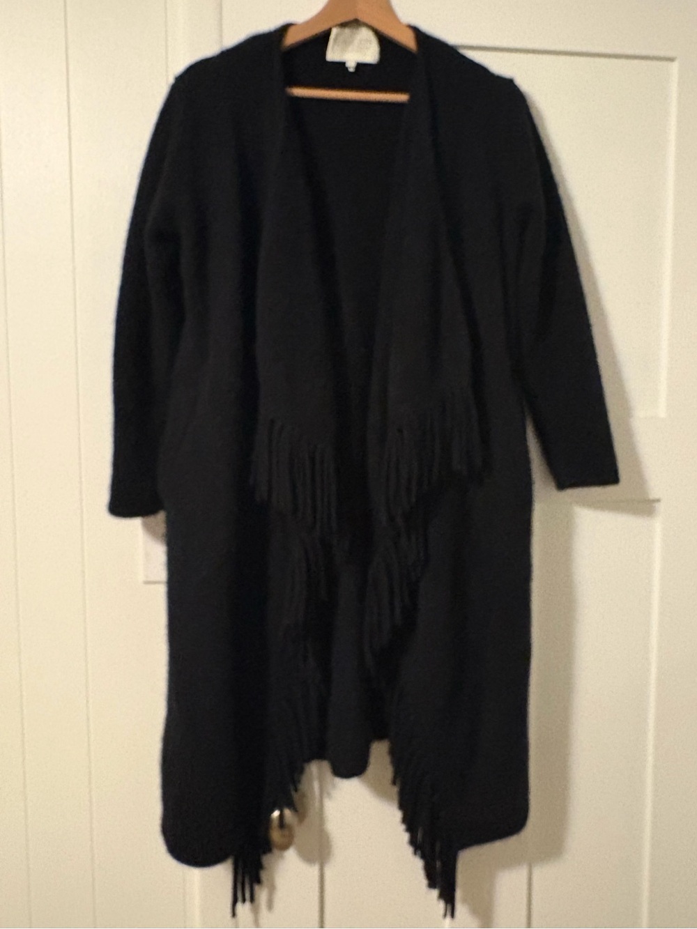 Naked Cashmere Gorgeous Black Cardigan with Fringe and Pockets- size small